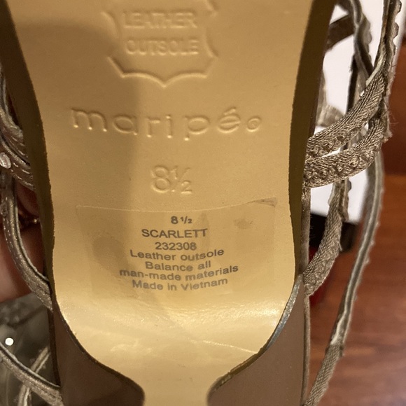 Gold and rhinestone strappy Heels with Modern Geometric Design SCARLETT - Picture 6 of 6